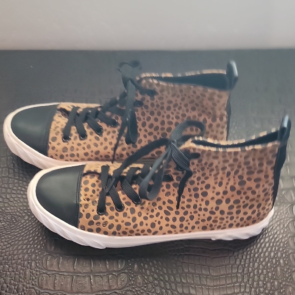 Brown and Black Casual Sneakers with White Soles